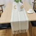 thumbnail image 3 of CSChome Table Runner Farmhouse Style And Linen Table Runner for Wedding Dining Decor Handwoven Retro Table Flag with Tassel, 3 of 7