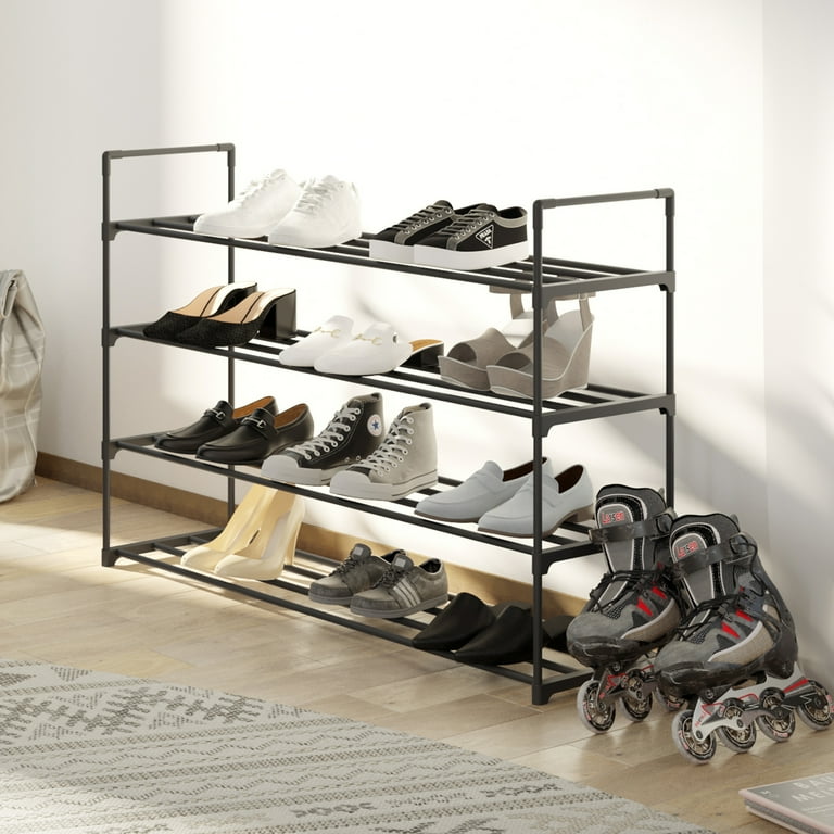 4 Tier Long Shoe Organizer for Closet Shoe Rack for Bedroom Closet