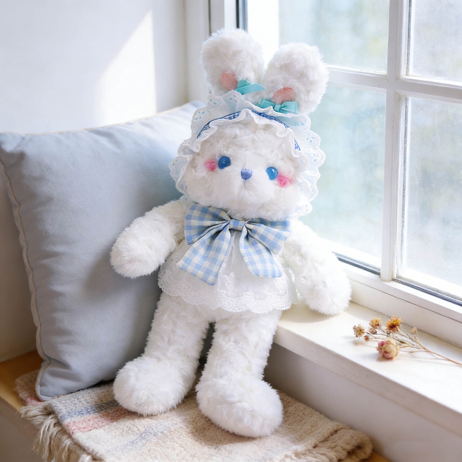 Easter Bunny Plush Toy, Cute Floppy Rabbit Stuffed Animal Doll, Soft Huggable Bunny for Bedtime Snuggles, Spring Festival Decor, Birthday Gift for K-ids, Easter Basket Stuffer