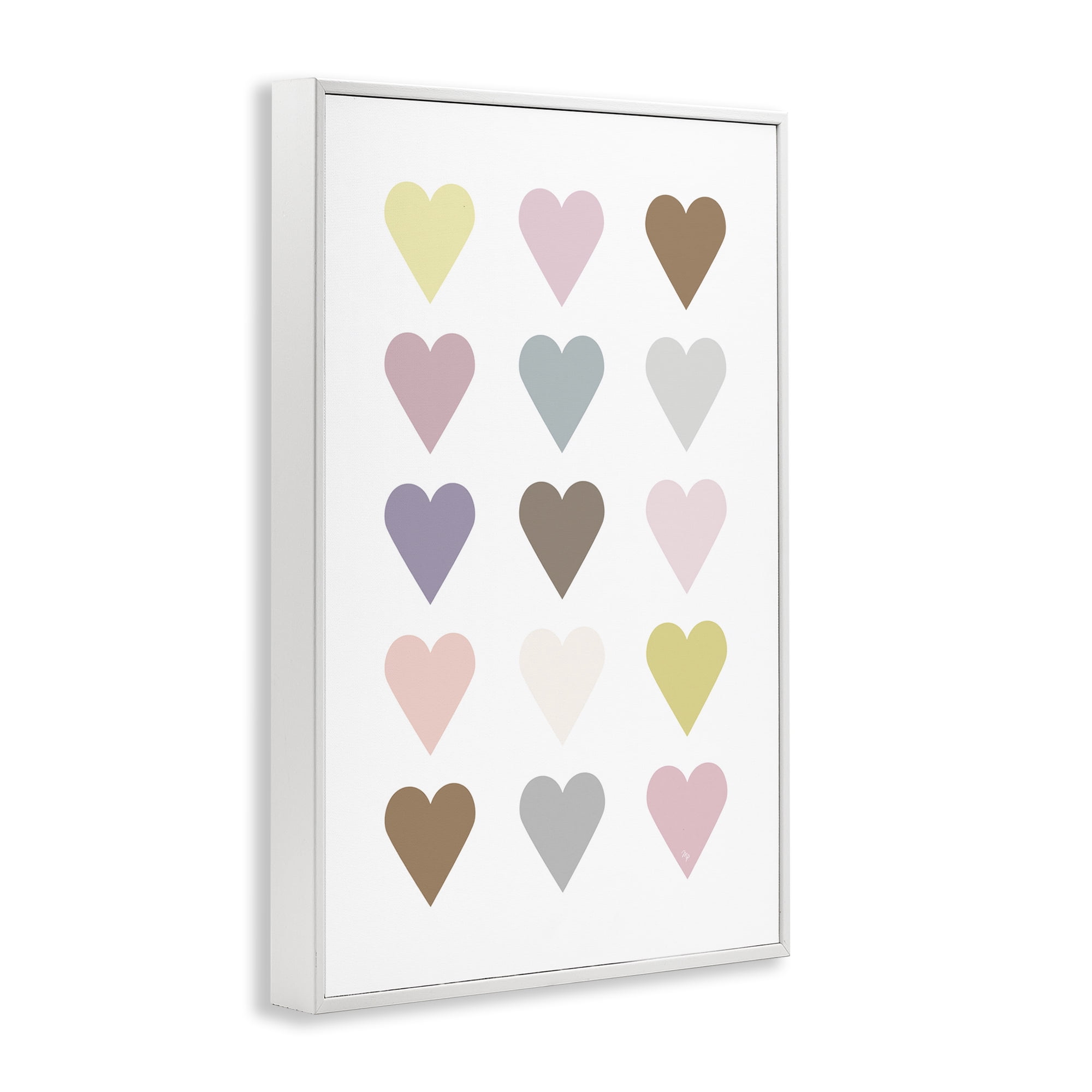 Stupell Industries Soft Pastel Hearts Abstract Painting White Framed Art Print Wall Art, 20 x 30