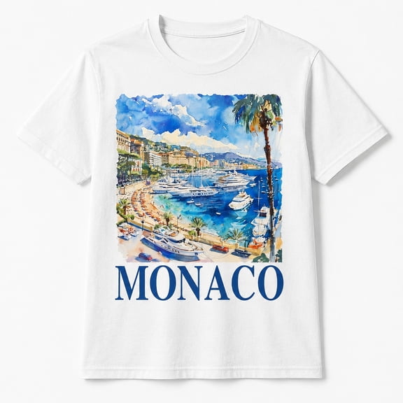 Monaco Harbor Graphic T-Shirt, Unisex Classic Fit Travel Tee