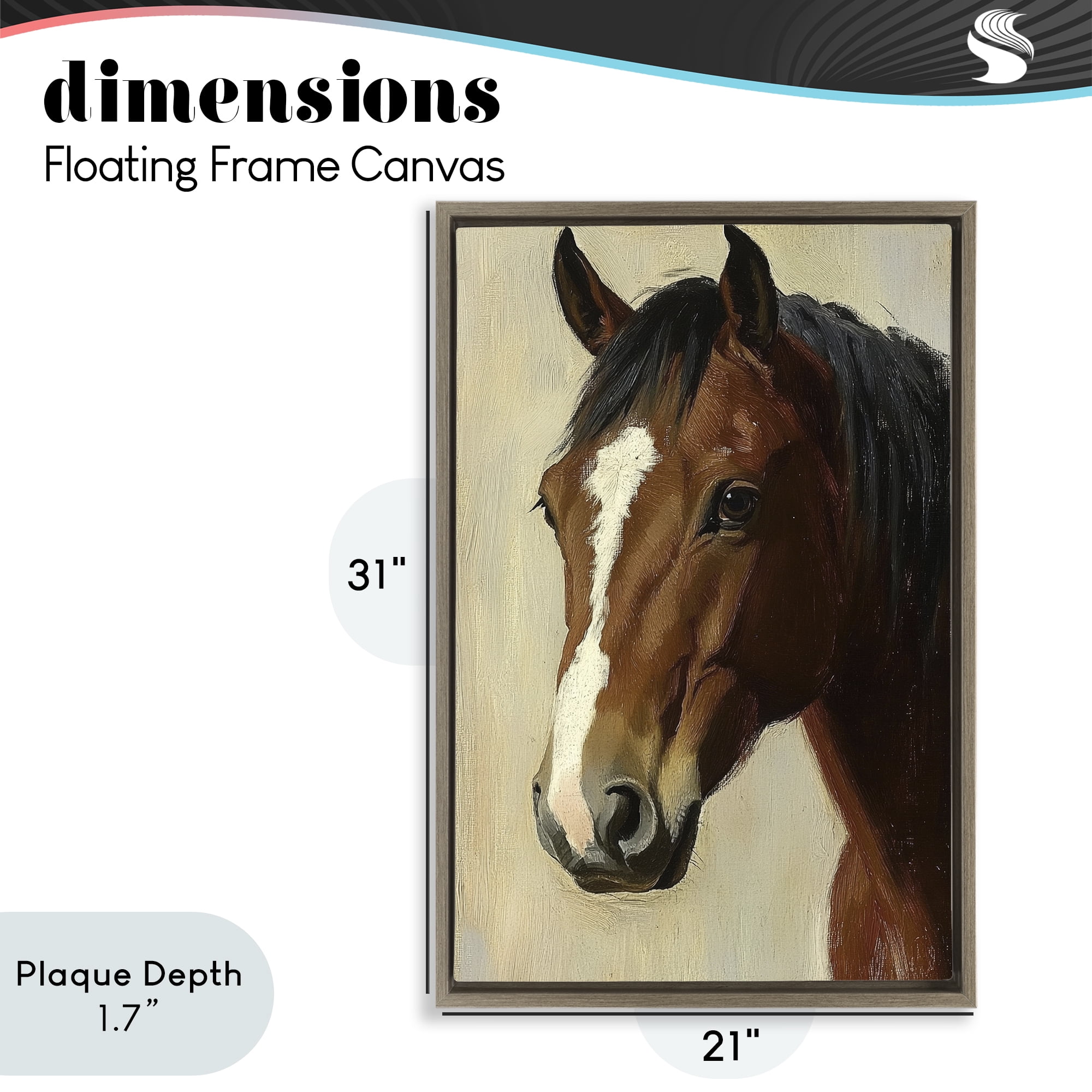 Stupell Industries Beautiful Brown Horse Portrait Brown Framed Floater Canvas Wall Art, design by Petal Prints Design