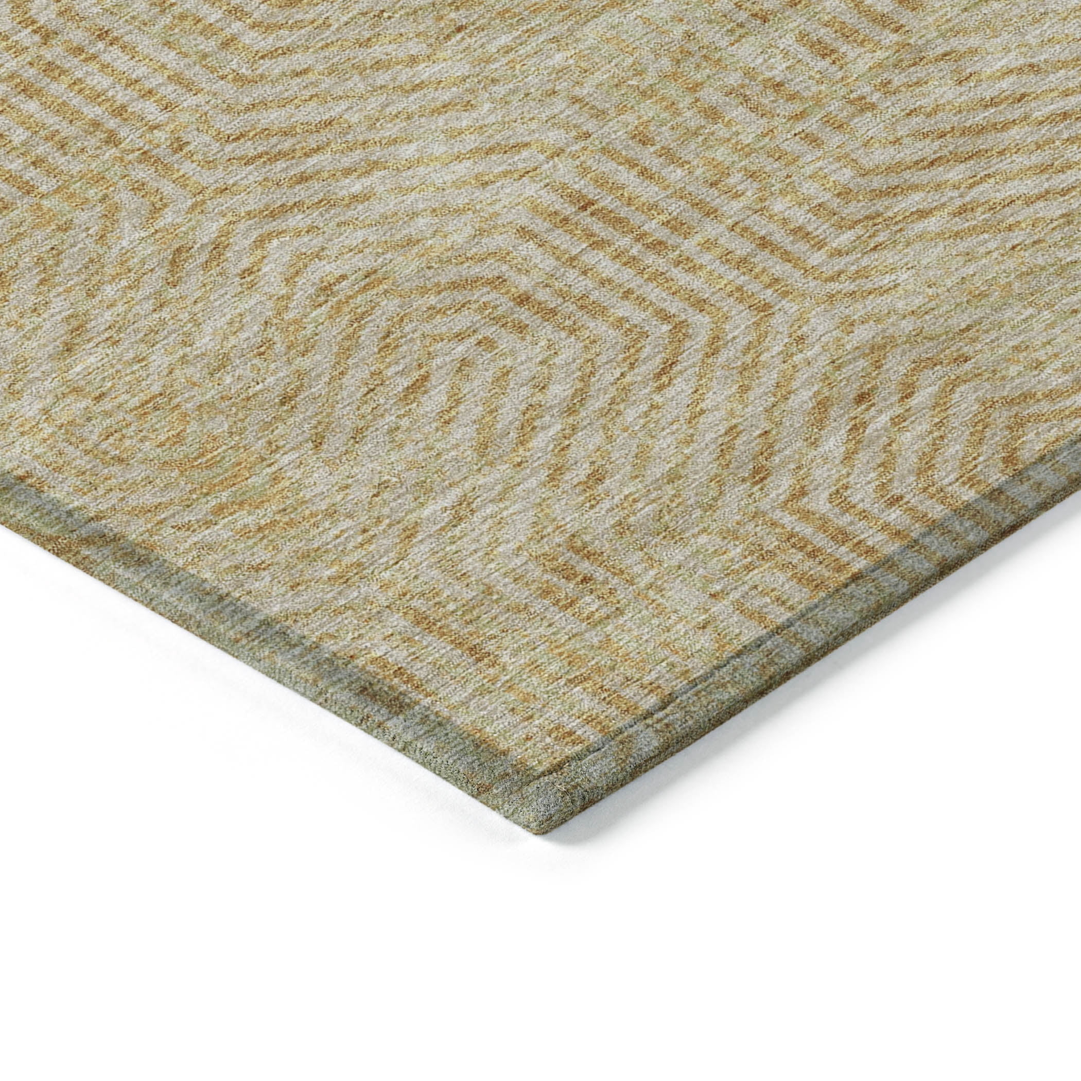 Addison Rugs Chantille Indoor/Outdoor Transitional Geometric Gold Washable Rectangle Rug, 8' x 10'