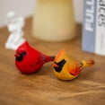thumbnail image 3 of Small Carved Wooden Northern Cardinal Figurines, Handmade Female Cardinal 3.9inch Birds Craft Set, Cute Couple Birds Statues Home Decor Art Carving Work, 3 of 5