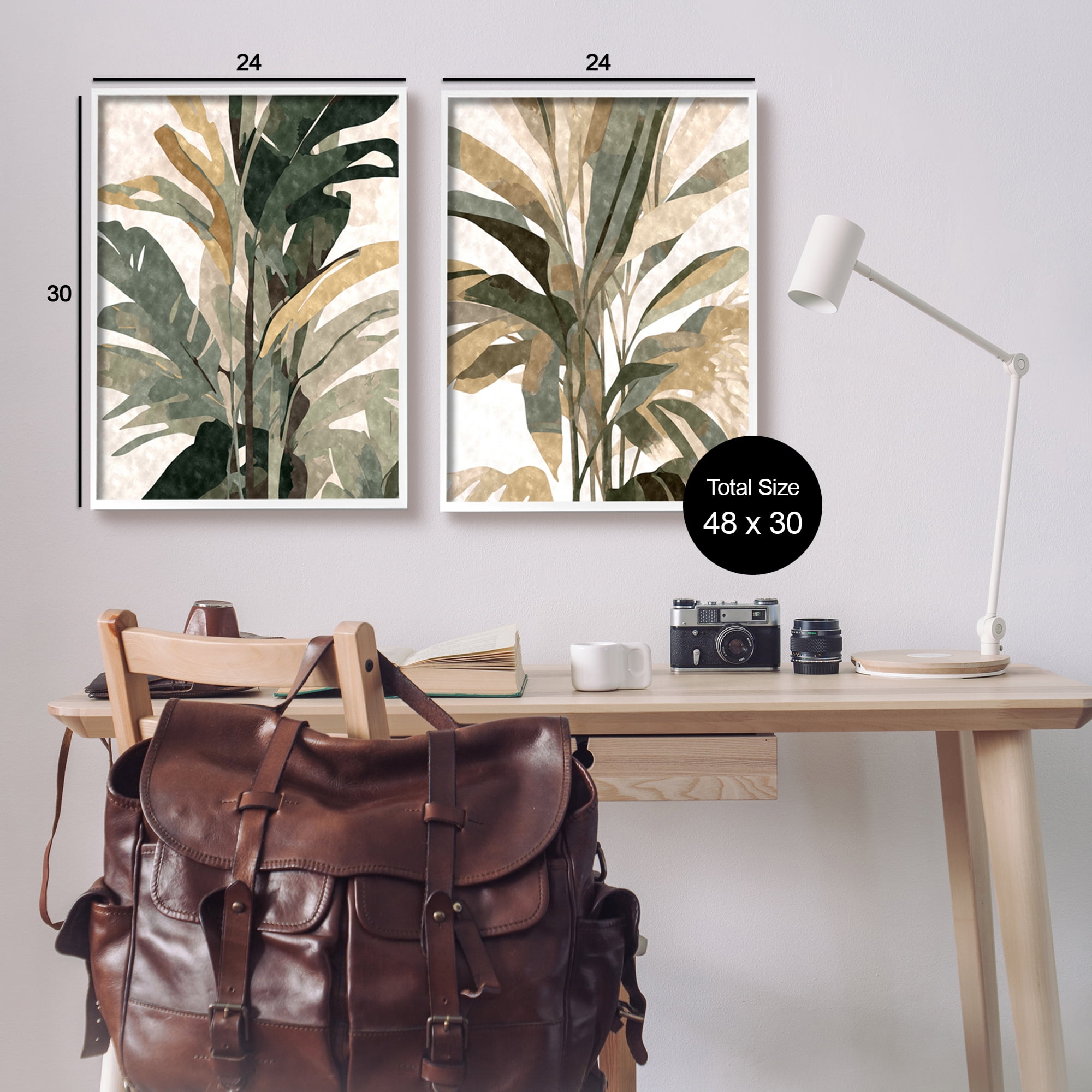 Stupell Industries Modern Palm Leaves Botanical & Floral Painting White Framed Art Print Wall Art, 24 x 30