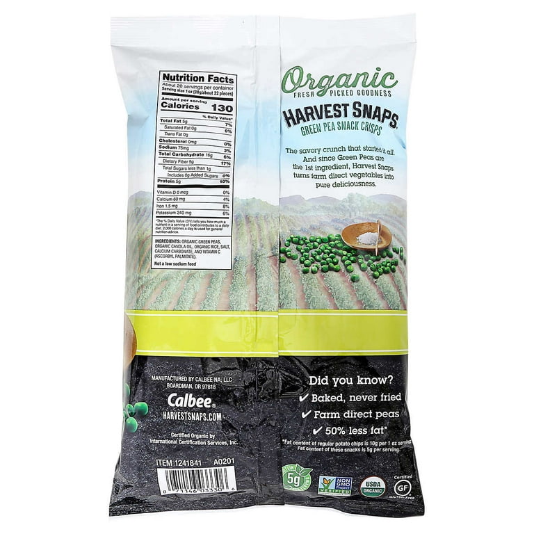 Harvest Snaps Organic Green Pea Snack Crisps Lightly Salted (20 oz)
