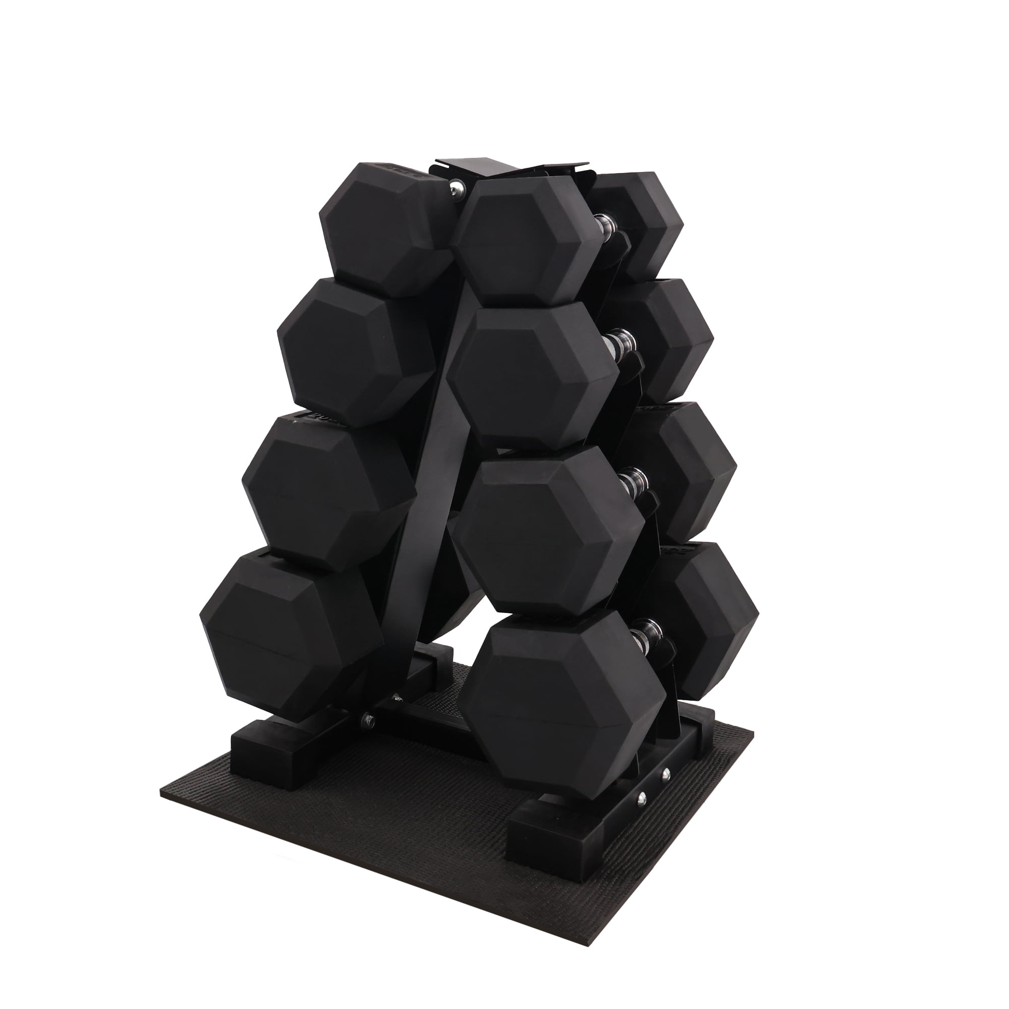 BalanceFrom Dumbbell Set with Stand, Rubber Encased Home Gym Strength Training Weights, 140lb