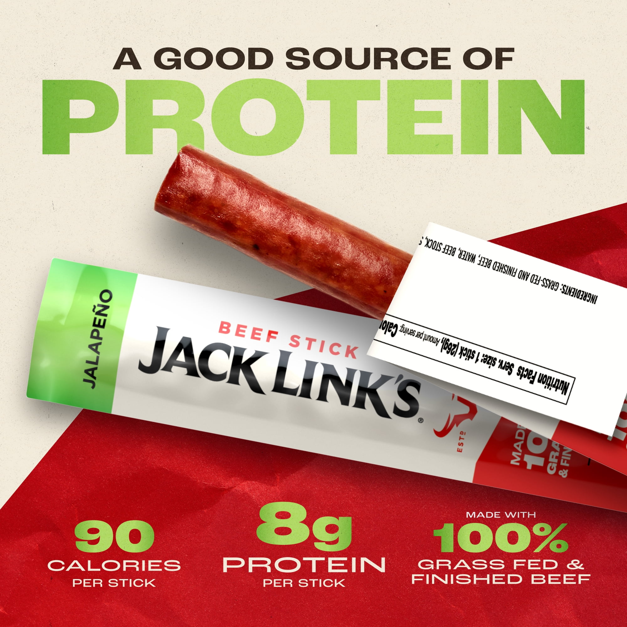 Jack Link’s Grass-Fed & Finished Jalapeño Beef Sticks, .92 Ounce Stick