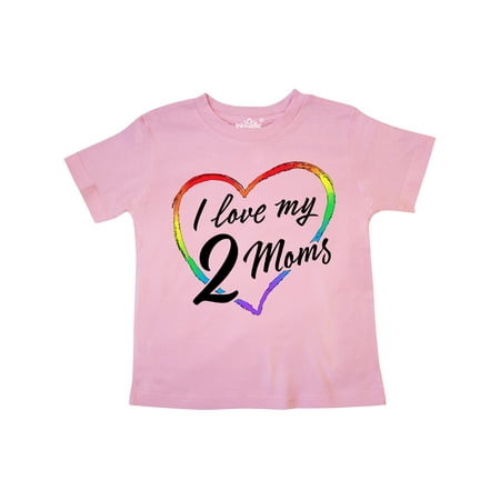 

Inktastic I Love My 2 Moms with Rainbow Heart Gift Toddler Boy or Toddler Girl T-Shirt