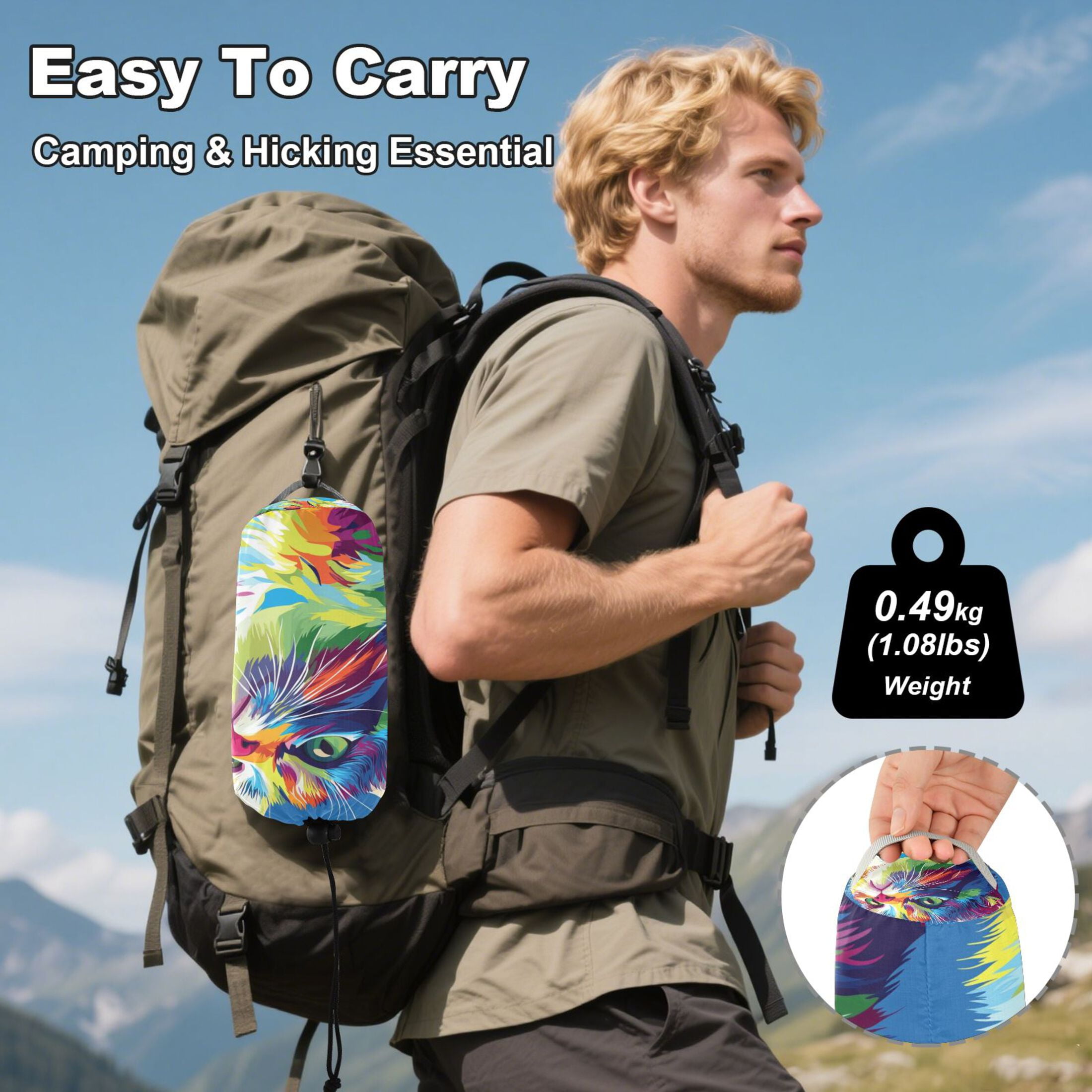 Hammock Camping Hammock Nylon Portable Hammock Travel Camping Hammock Colored Cool Cat Pattern