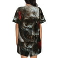 thumbnail image 6 of Goofa Realistic Rose Skull for Womens Cotton 2 Piece Pajamas Set Classic Short Sleeve Pjs Set Soft Button Down Sleepwear Loungewear-4X-Large, 6 of 7