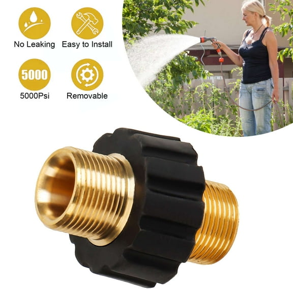 Spencer Brass Pressure Washer Hose Adapter, 5000 PSI Pressure Washer Quick Connector, M22 Male Thread Fitting for Washer Hose Extension