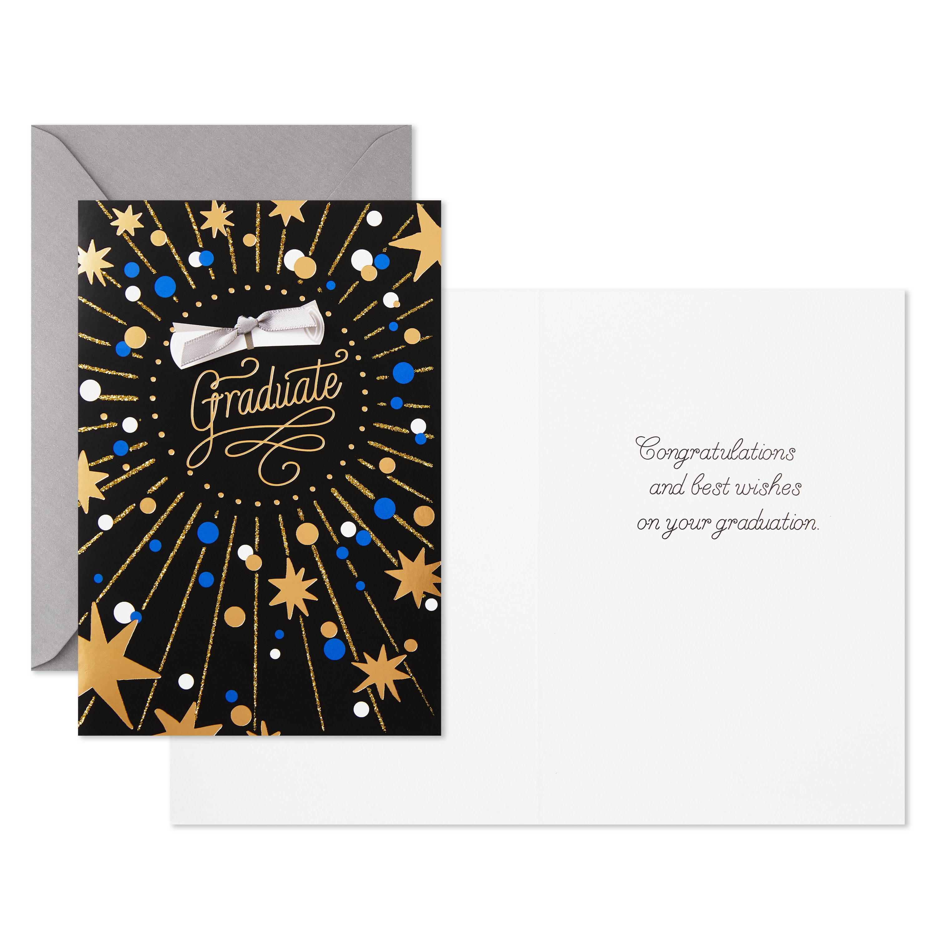 Hallmark Graduation Cards (Black, Blue and Gold), Pack of 4