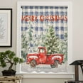 thumbnail image 4 of Blue Plaid Christmas Semi Sheer Curtains Drapes for Living Room, Bedroom, French Doors Window 54 Inches Long, Red Truck Xmas Tree Snowflake Rod Pocket Chiffon Curtain Drapery Voile Draperies Panel, 4 of 6