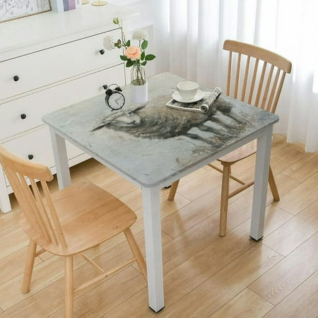 

AWERP Minimal Sheep Painting Beige Tan Farm Animal Square Table Cover Great for Home Kitchen Parties Holiday Dinner 100% Polyester Fiber 52*52
