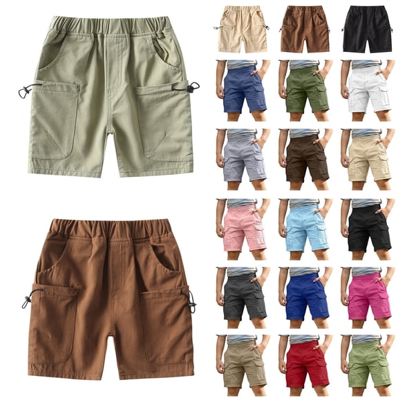 Bovxnpu Toddler Boys Girls Shorts, Boys Cotton Casual Cargo Shorts, Solid Color Five Quarter Pants Versatile Elastic Pants Hot Pants Outerwear 6 Years