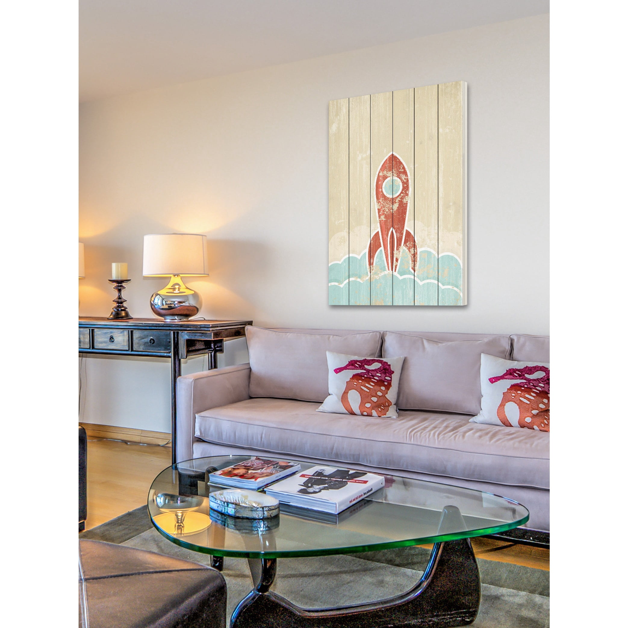 Marmont Hill - "Blast Off" Painting Print on White Wood