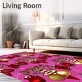 thumbnail image 2 of ODIKA 4'x6' Machine Washable Non-Slip Area Rug, Ornament Bauble Mosaic Sparkle Festive Season Decoration High Traffic Rug with Pad, Pink, 730553, 2 of 8