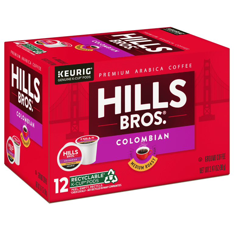 ヒルスコーヒー　12袋セット売り HILLS BROS 500g Hills Bros.100% Colombian Arabica Medium Roast, K-Cup® Coffee Pods