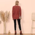 thumbnail image 2 of Crew Neck Mixed Knit Pattern Zipper Slit Long Sleeve Sweater, 2 of 3