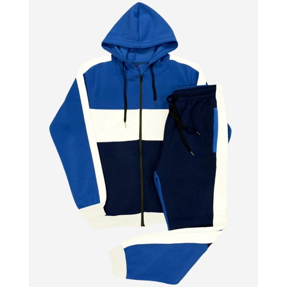 Royal Threads Men's Color Block Fleece Sweatsuit, 2-Piece Set, Sizes S-XXL