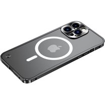 Magnetic Series Designed for iPhone Case,[Compatible with MagSafe][Military Drop&Camera Lens Protection],Classic Slim Matte Translucent Metal Bumper Shockproof Cover (Black,iPhone 11)