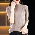 thumbnail image 5 of Wdgfv Wool Women's Pullover Sweater Fall Winter Semi High Neck Knitted Pullover Sweater Slim Fit Ribbed Texture Versatile Casual Blouse, 5 of 5
