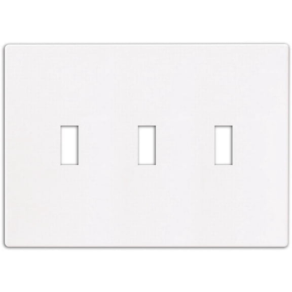Arrow Hart PJS3 Mid Size Screw less Wall Plate, 3 Gang, 4-7/8 in L x 6.37 in W x 0.08 in T, White