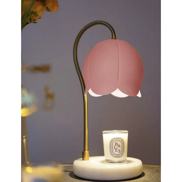 Candle Warmer Lamp, Big Size Perpurity Top Down Candle Lamp, with  Dimmer,Electric Candle Wax Warmer for Home Bedroom Decor. 110-120V, Height  33cm, gift 2 halogen bulbs(Lily of the valley, Pink) 