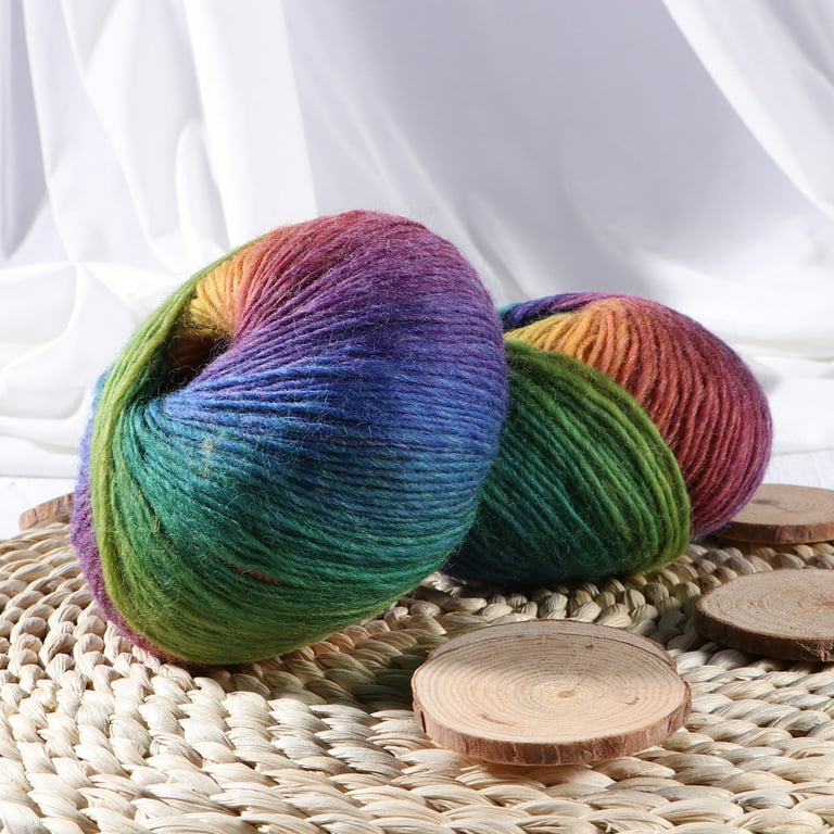 2pcs Rainbow Wool Cotton Yarn Colorful Yarn for Sewing Hand