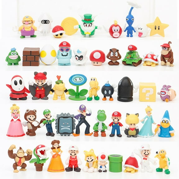 48pcs Mario Classic Video Game Dolls Princess Peach Luigi Bowser Model Ornaments