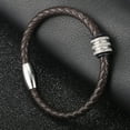 thumbnail image 5 of Hermah Mens 6mm Man-made Leather Bracelet Magnetic Clasp, 5 of 5