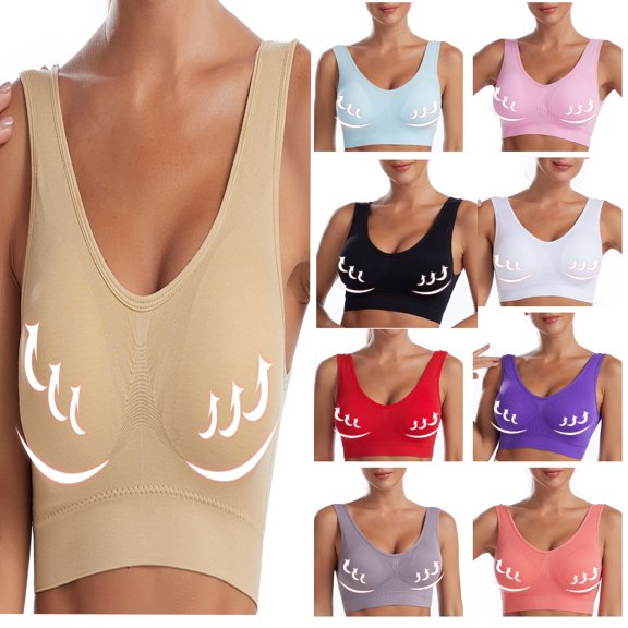 ibuvkizy Bras for Women Sports Bra Comfortable Breathable,Push up Wireless Bra,Ladies Traceless One-piece No Steel Ring Vest Breathable Gathering Bra Woman Underwear,Women Bras Plus Size