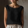 thumbnail image 2 of Yutgune Women's Boat Neck Lace Trim Linen Tank Top Sleeveless Casual Summer Blouse Shirt, 2 of 7