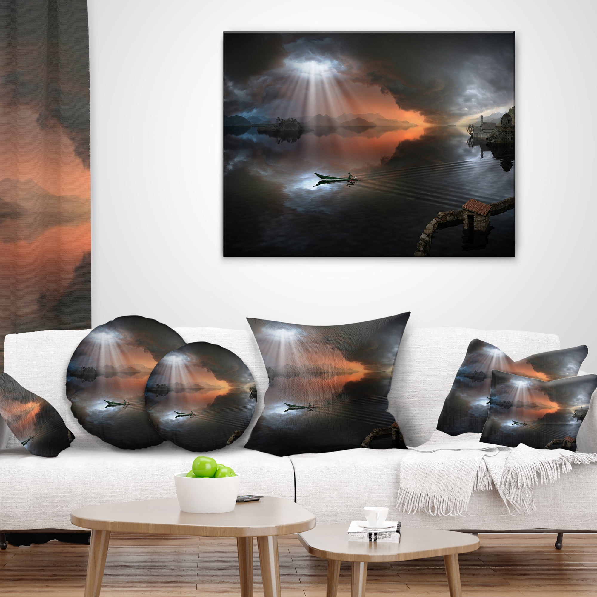 Designart High Water Photo Collage - Seascape Throw Pillow - 12x20