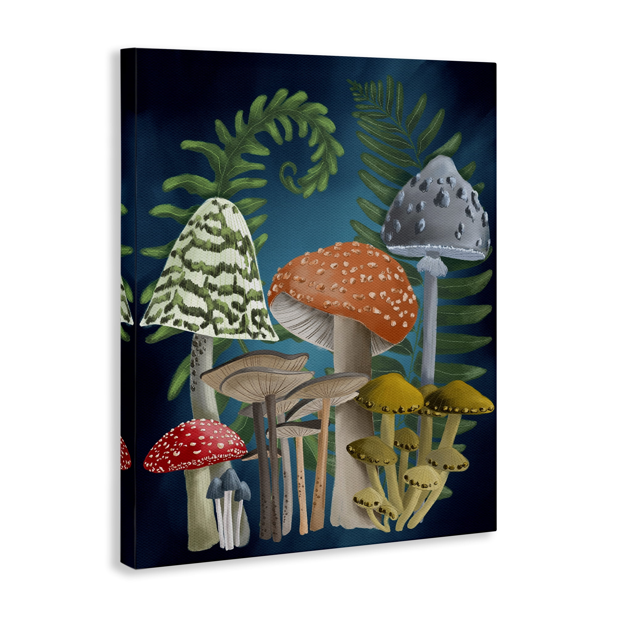 Stupell Industries Curling Ferns & Mushrooms Botanical & Floral Painting Gallery Wrapped Canvas Art Print Wall Art, 30 x 40