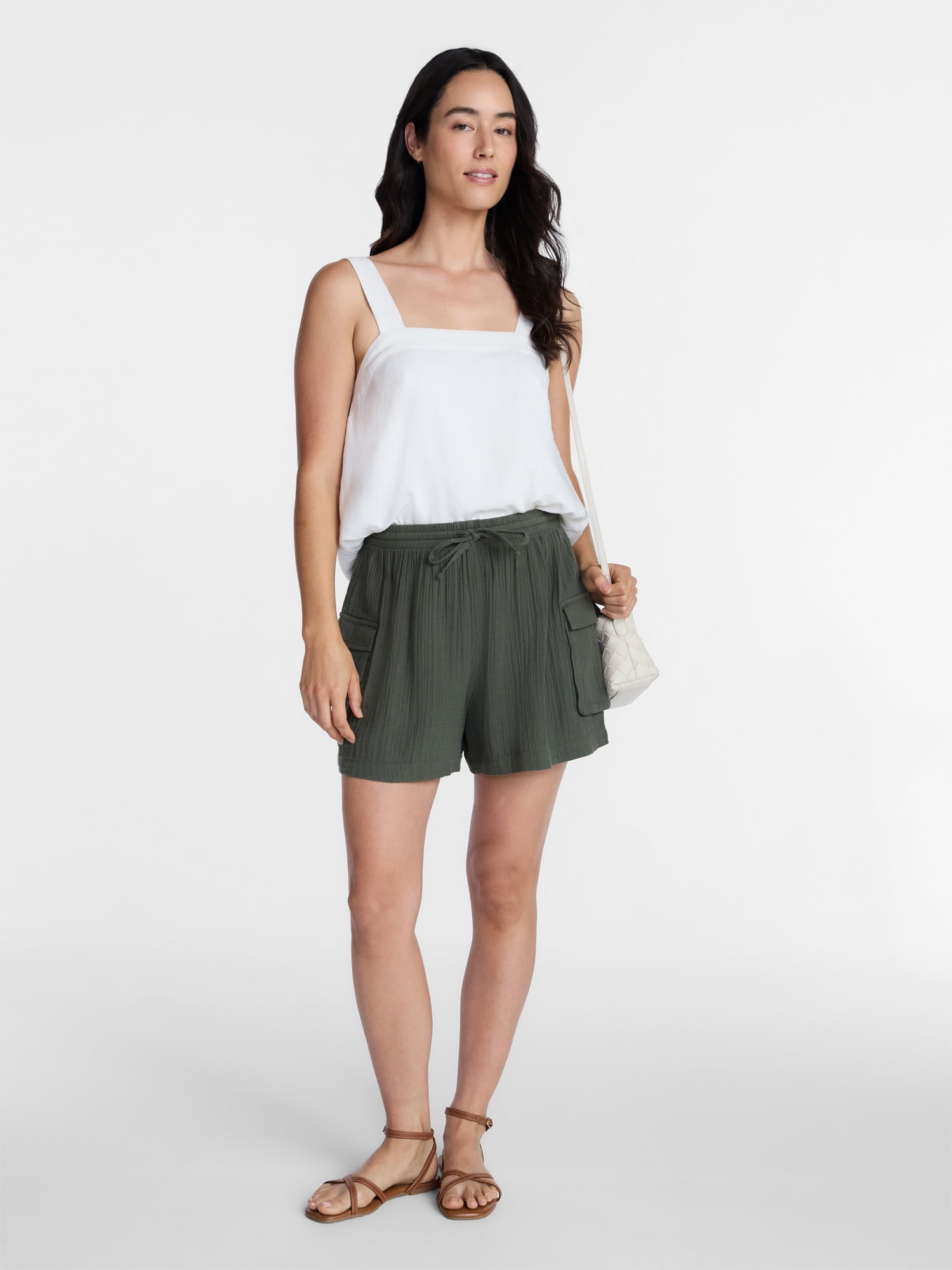 Time and Tru Women's Double Cloth Cargo Shorts, Sizes XS-XXXL