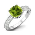 thumbnail image 2 of 7mm Cushion Shape Peridot 925 Sterling Silver Solitaire Women Mother's Day Gift Ring, 2 of 3