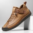 thumbnail image 4 of AUDeals Womens Handmade Casual Leather Sneakers Non Slip Ankle Loafers Outdoor Walking Shoes (Brown, 6.5), 4 of 5