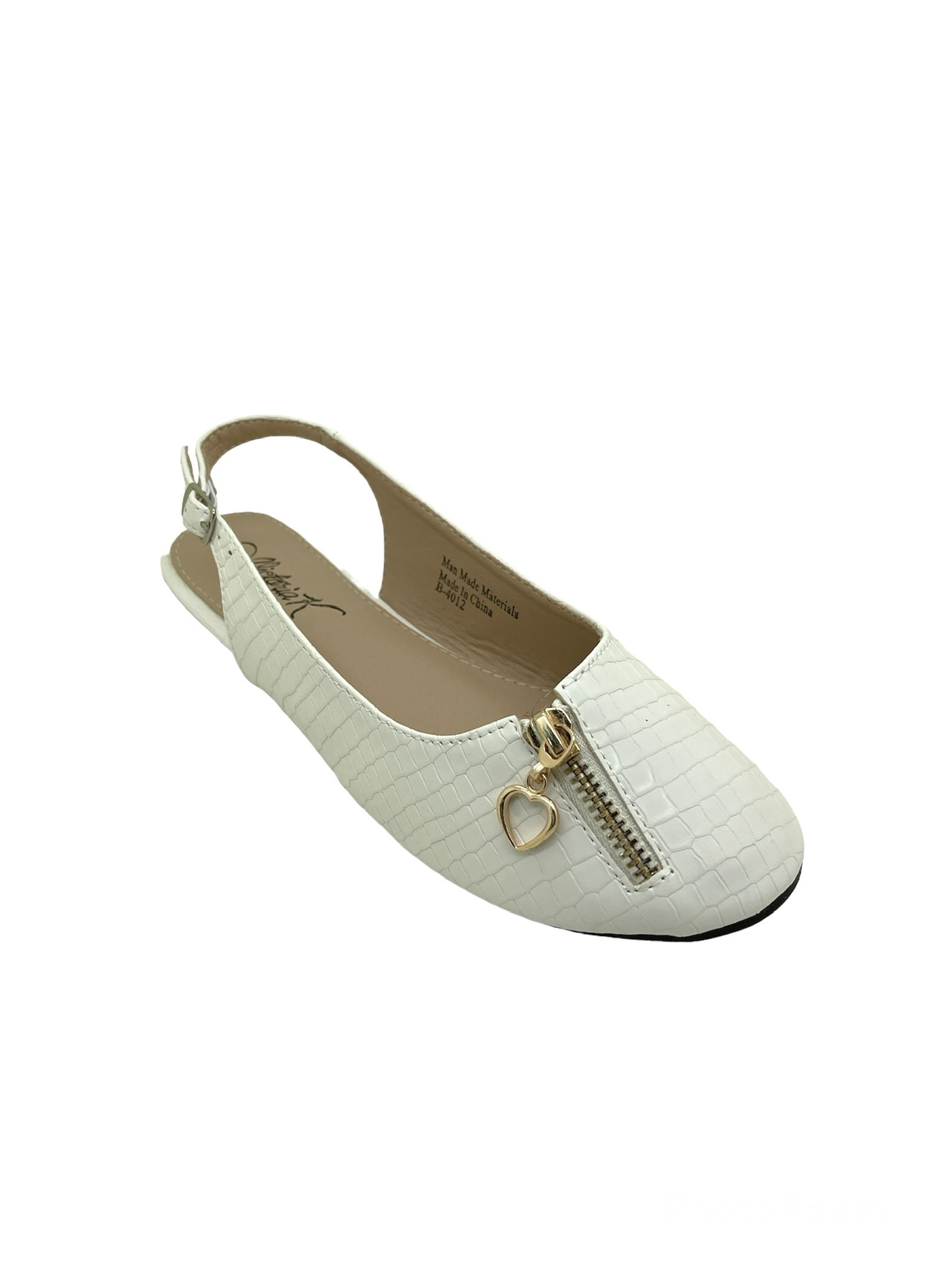 Women Fashion Comfort Opened Side Flats W/Mock Front Zipper.