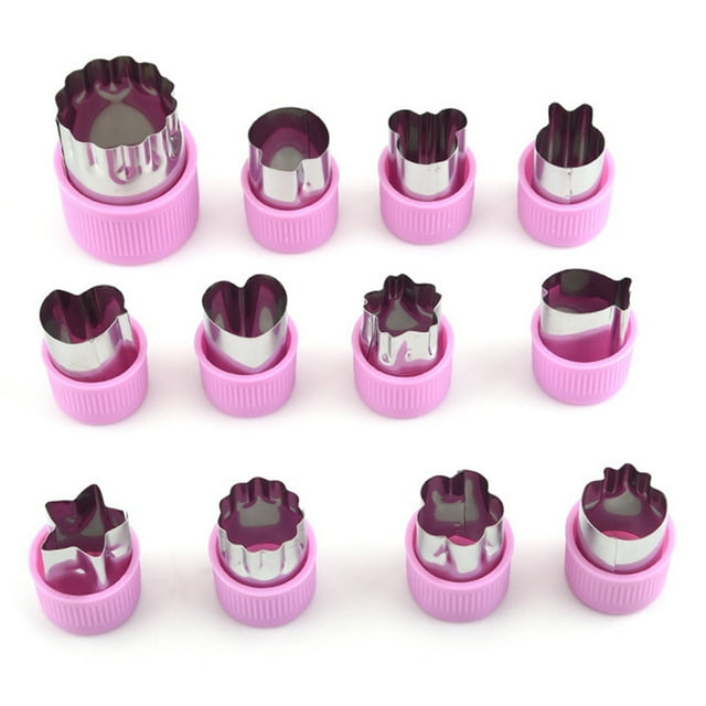 Cortador de galletas de acero inoxidable, un juego de 12 cortadores de émbolo, moldes para dulces para decoración de pasteles.