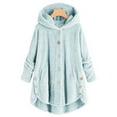 thumbnail image 2 of Womens Winter Jacket Plus Size Button Plush Tops Hooded Loose Cardigan Wool Coat Jacket Pink XXXXXL, 2 of 3