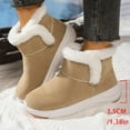thumbnail image 3 of Dakaela Women's Slip on Winter Snow Boots Fleece Lined Suede Ankle Booties Memory Foam Outdoor Walking Work Shoes Beige 6, 3 of 9