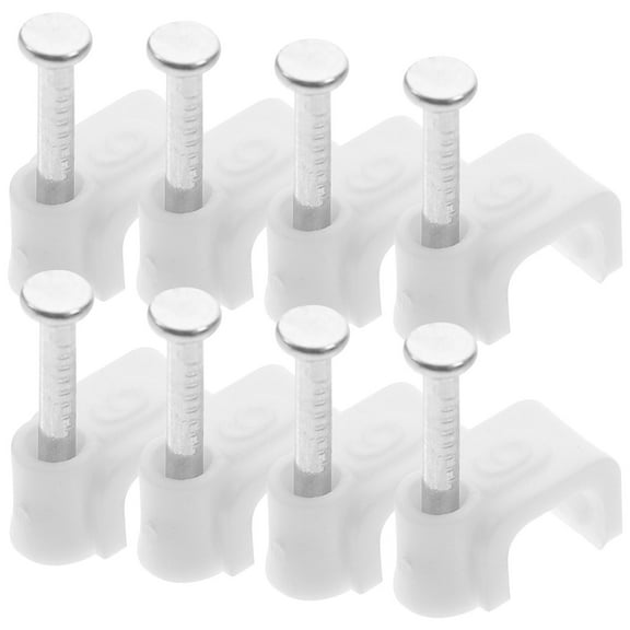 Toyvian 500Pcs Steel Wire Fixing Nail White PP for Prevent Tripping and Cable Management