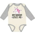 thumbnail image 3 of Inktastic My Nanny Loves Me Unicorn Girls Long Sleeve Baby Bodysuit, 3 of 5