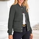 thumbnail image 5 of HongQid Women's Bomber Jackets Winter Trendy Varsity Jackets Shackets Button Down Cropped Coats with Pockets, 5 of 9