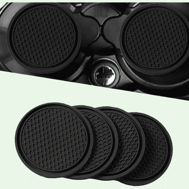 Car Cup Holder Coaster 4 Pack, Silicone Cup Coasters for Car, Black-4PC
