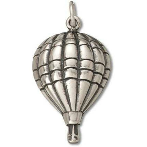 Sterling Silver 16" .8mm Box Chain Large Striped Hot Air Balloon Pendant Necklace