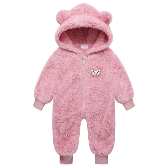 Baby Warm Jumpsuit Cute Cartoon Animal Outfit Romper Hooded Baby Girl Clothes Winter for Babies 18-24 Months