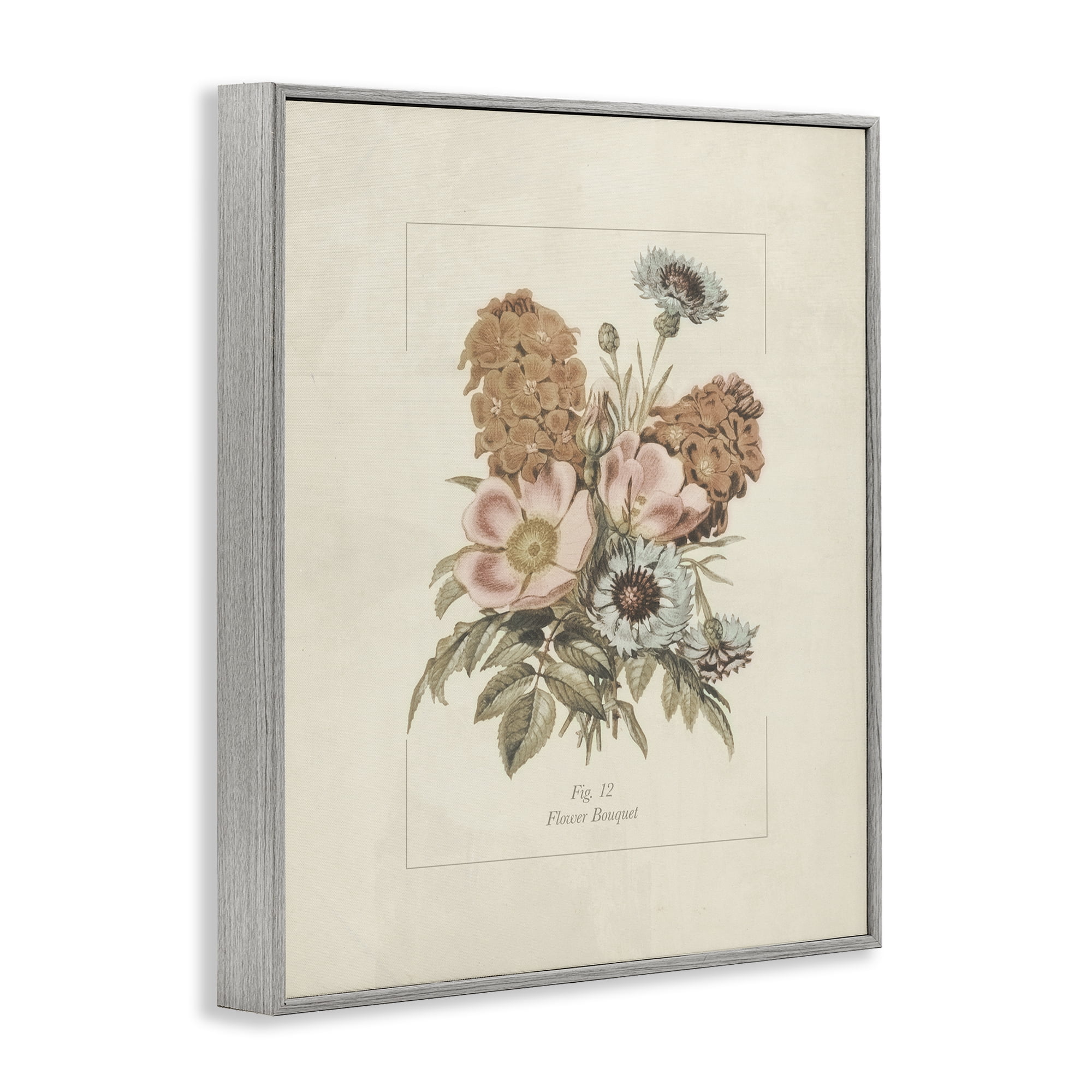 Stupell Industries Flower Bouquet Vintage Blossoms Gray Framed Giclee Art, design by Dan Meneely